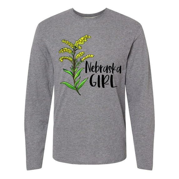 Inktastic Nebraska Girl Goldenrod Flower Long Sleeve T-Shirt