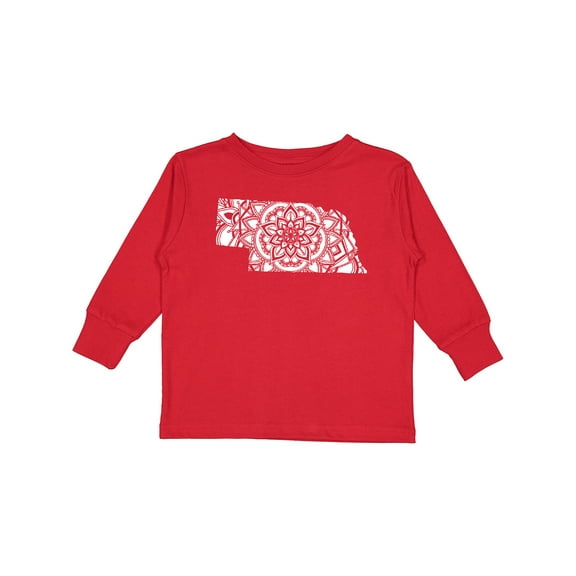 Inktastic Nebraska Silhouette Mandala Boys or Girls Long Sleeve Toddler T-Shirt