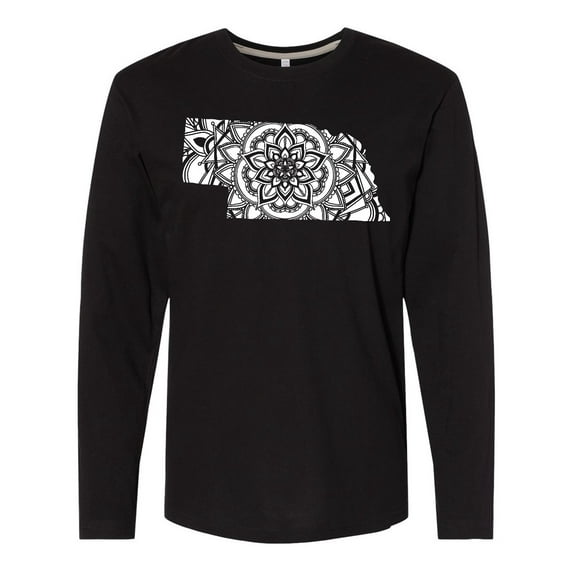 Inktastic Nebraska Silhouette Mandala Long Sleeve T-Shirt