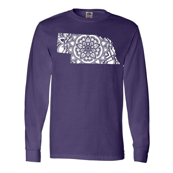 Inktastic Nebraska Silhouette Mandala Long Sleeve T-Shirt