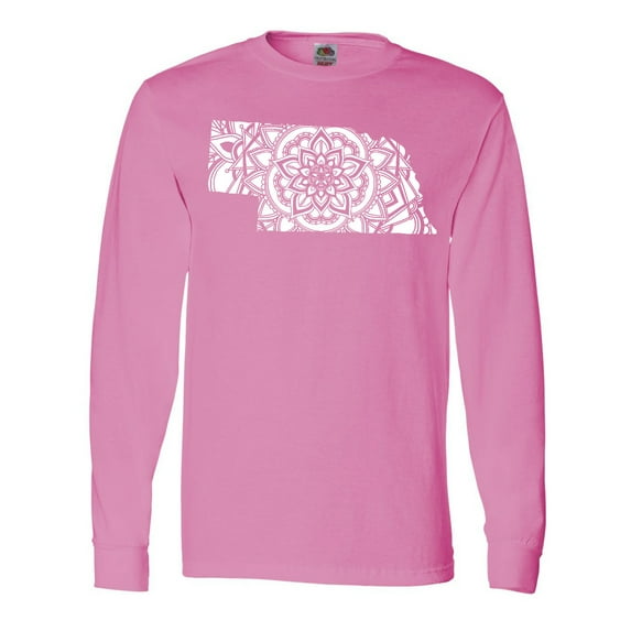 Inktastic Nebraska Silhouette Mandala Long Sleeve T-Shirt