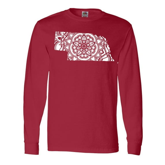 Inktastic Nebraska Silhouette Mandala Long Sleeve T-Shirt