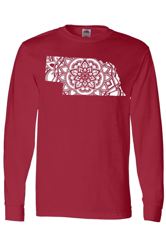 Nebraska Silhouette Mandala Long Sleeve T-Shirt