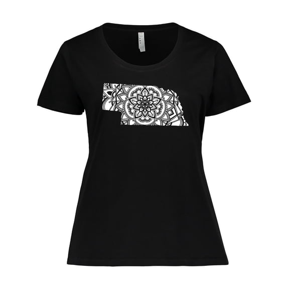 Inktastic Nebraska Silhouette Mandala Women's Plus Size T-Shirt