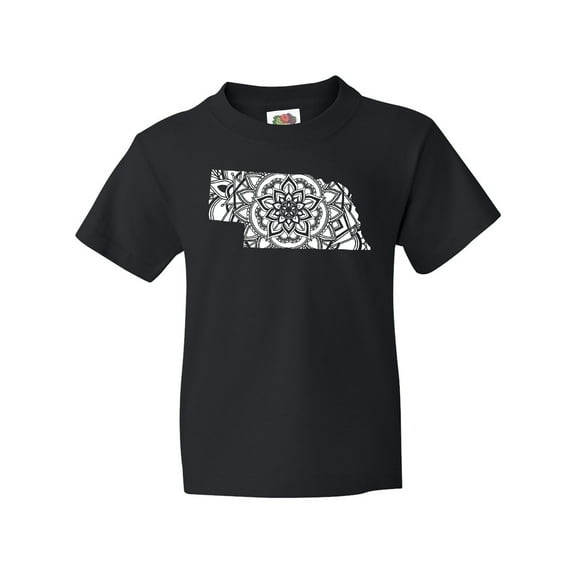 Inktastic Nebraska Silhouette Mandala Youth T-Shirt
