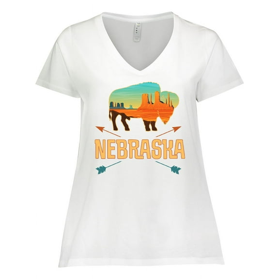 Inktastic Nebraska Vacation Buffalo Women's Plus Size V-Neck T-Shirt