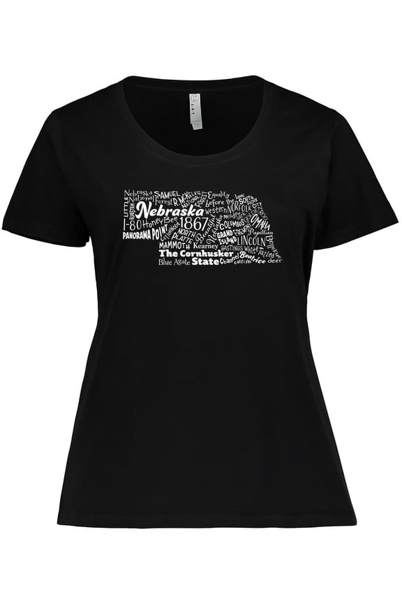 Nebraska Word Salad- State Outline Women's Plus Size T-Shirt