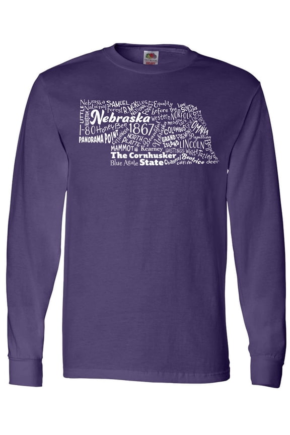 Nebraska Word Salad- state outline Long Sleeve T-Shirt