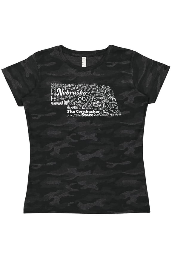 Nebraska Word Salad State Outline Women's T-Shirt