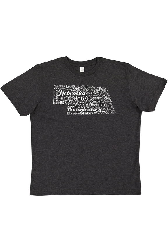 Nebraska Word Salad- state outline Youth T-Shirt