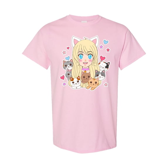 Inktastic Neko Anime Girl with Kittens T-Shirt