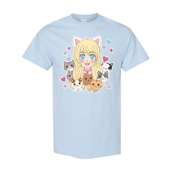 Inktastic Neko Anime Girl with Kittens T-Shirt