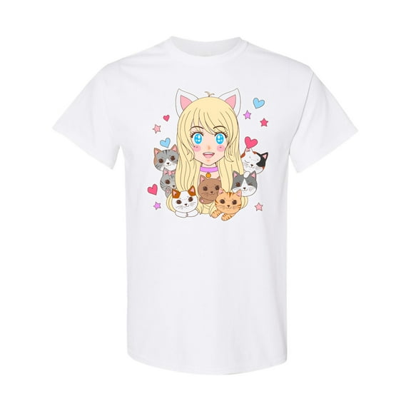 Inktastic Neko Anime Girl with Kittens T-Shirt