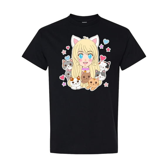 Inktastic Neko Anime Girl with Kittens T-Shirt