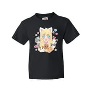 Inktastic Neko Anime Girl with Kittens Youth T-Shirt
