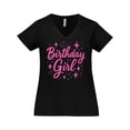 thumbnail image 1 of Inktastic Neon Pink Birthday Girl Women's Plus Size V-Neck T-Shirt, 1 of 5