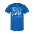thumbnail image 1 of Inktastic Never Give Up Colon Cancer Survivor with Blue Ribbon T-Shirt, 1 of 5