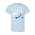 thumbnail image 1 of Inktastic Never Give Up Colon Cancer Survivor with Blue Ribbon T-Shirt, 1 of 5