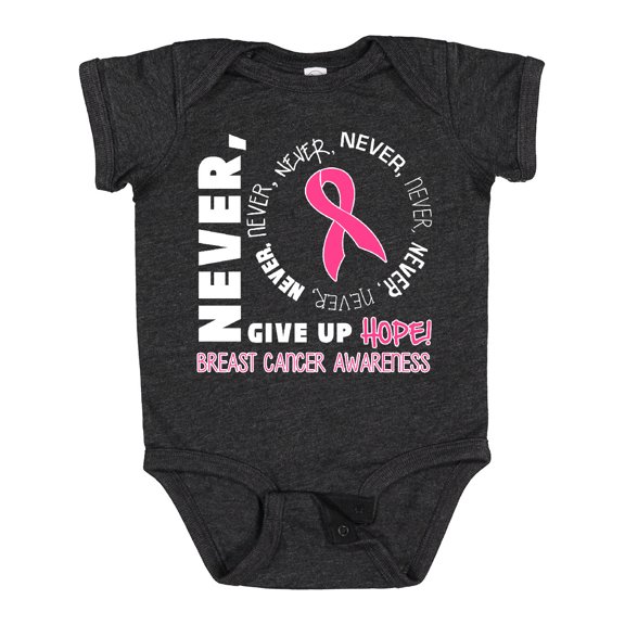 Inktastic Never Give Up Hope Breast Cancer Awareness Boys or Girls Baby Bodysuit