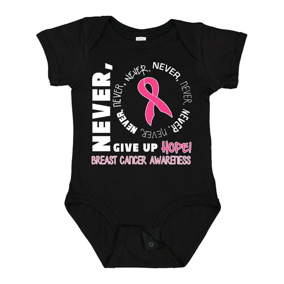 Inktastic Never Give Up Hope Breast Cancer Awareness Boys or Girls Baby Bodysuit
