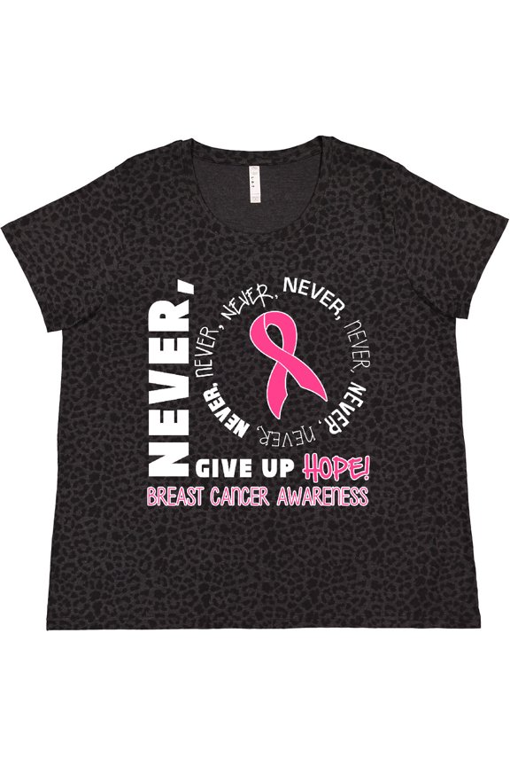 Never Give Up Hope Breast Cancer Awareness Women's Plus Size T-Shirt