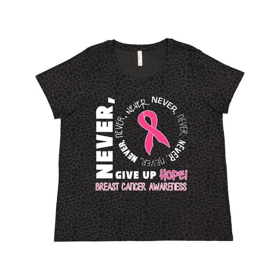 Inktastic Never Give Up Hope Breast Cancer Awareness Women's Plus Size T-Shirt
