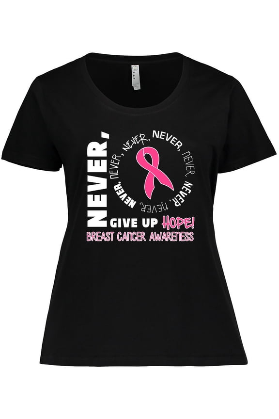 Never Give Up Hope Breast Cancer Awareness Women's Plus Size T-Shirt