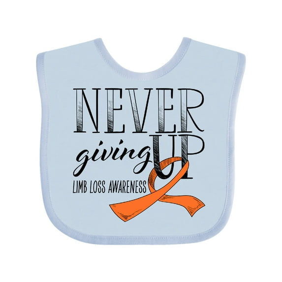 Inktastic Never Giving Up Limb Loss Awareness Orange Ribbon Boys or Girls Baby Bib