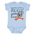 thumbnail image 1 of Inktastic Never Giving Up Limb Loss Awareness Orange Ribbon Boys or Girls Baby Bodysuit, 1 of 5