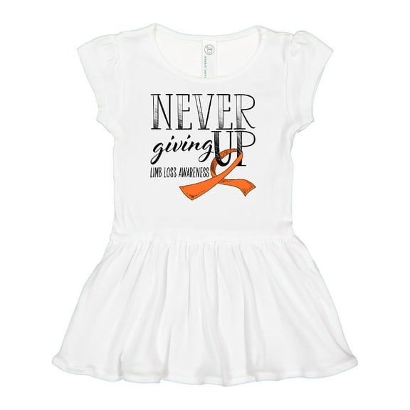 Inktastic Never Giving Up Limb Loss Awareness Orange Ribbon Girls Baby Dress