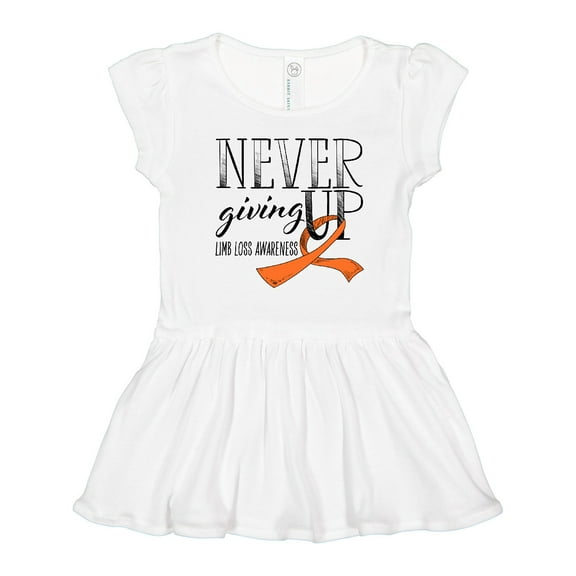 Inktastic Never Giving Up Limb Loss Awareness Orange Ribbon Girls Toddler Dress