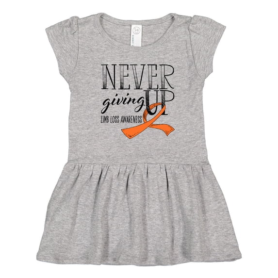 Inktastic Never Giving Up Limb Loss Awareness Orange Ribbon Girls Toddler Dress