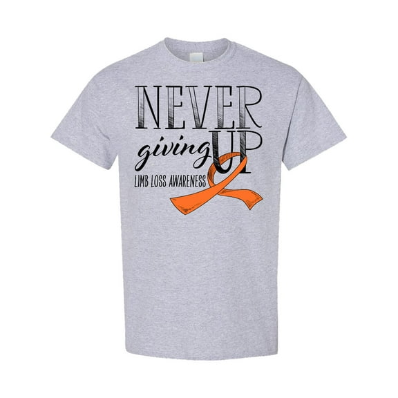 Inktastic Never Giving Up Limb Loss Awareness Orange Ribbon T-Shirt