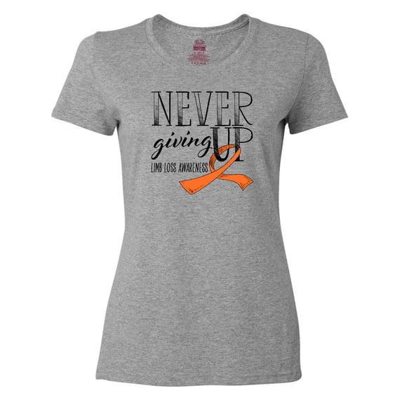Inktastic Never Giving Up Limb Loss Awareness Orange Ribbon Women's T-Shirt