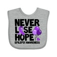 thumbnail image 1 of Inktastic Never Lose Hope Epilepsy Awareness with Balloons and Purple Ribbon Boys or Girls Baby Bib, 1 of 4