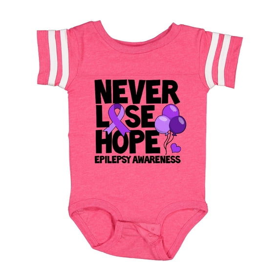 Inktastic Never Lose Hope Epilepsy Awareness with Balloons and Purple Ribbon Boys or Girls Baby Bodysuit
