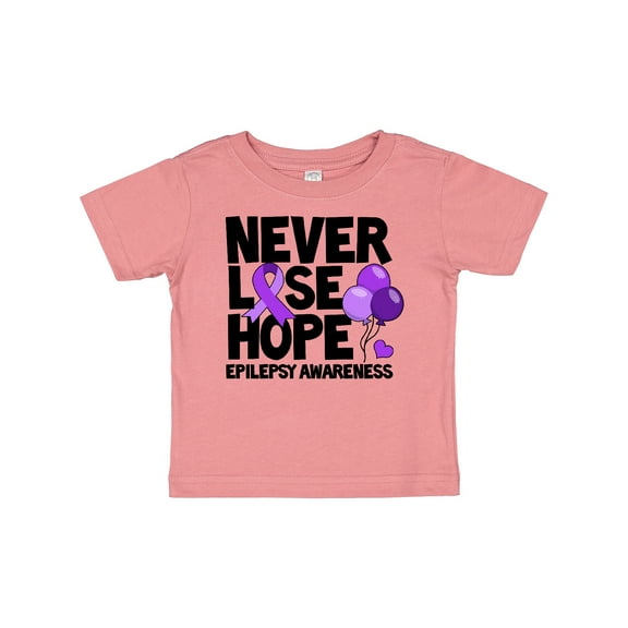 Inktastic Never Lose Hope Epilepsy Awareness with Balloons and Purple Ribbon Boys or Girls Baby T-Shirt