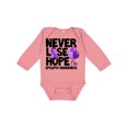 thumbnail image 1 of Inktastic Never Lose Hope Epilepsy Awareness with Balloons and Purple Ribbon Boys or Girls Long Sleeve Baby Bodysuit, 1 of 5