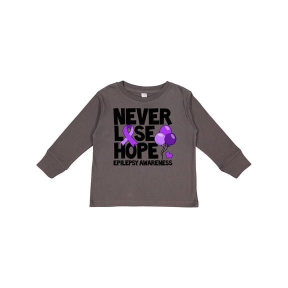 Inktastic Never Lose Hope Epilepsy Awareness with Balloons and Purple Ribbon Boys or Girls Long Sleeve Toddler T-Shirt