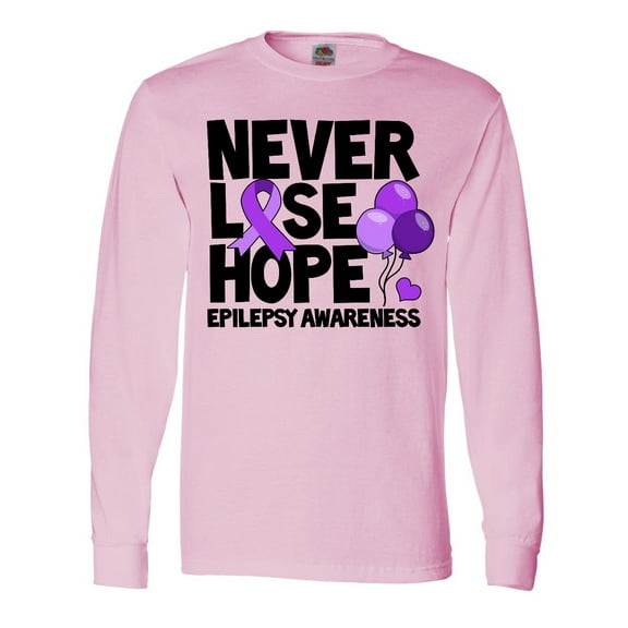 Inktastic Never Lose Hope Epilepsy Awareness with Balloons and Purple Ribbon Long Sleeve T-Shirt