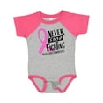thumbnail image 1 of Inktastic Never Stop Fighting Breast Cancer Awareness Boys or Girls Baby Bodysuit, 1 of 5