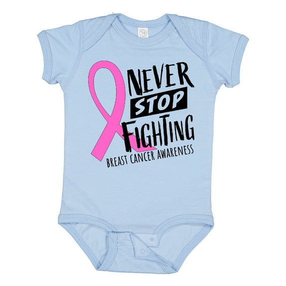 Inktastic Never Stop Fighting Breast Cancer Awareness Boys or Girls Baby Bodysuit