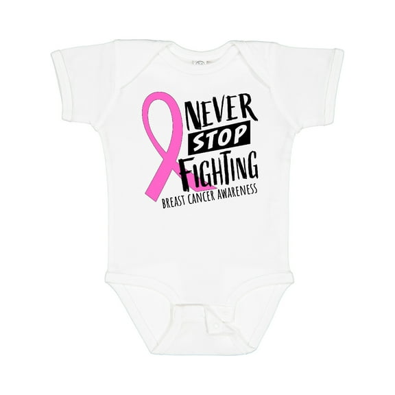 Inktastic Never Stop Fighting Breast Cancer Awareness Boys or Girls Baby Bodysuit