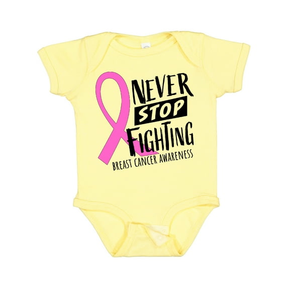 Inktastic Never Stop Fighting Breast Cancer Awareness Boys or Girls Baby Bodysuit