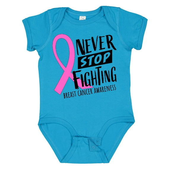Inktastic Never Stop Fighting Breast Cancer Awareness Boys or Girls Baby Bodysuit