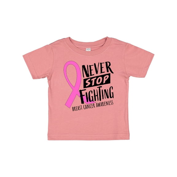 Inktastic Never Stop Fighting Breast Cancer Awareness Boys or Girls Baby T-Shirt