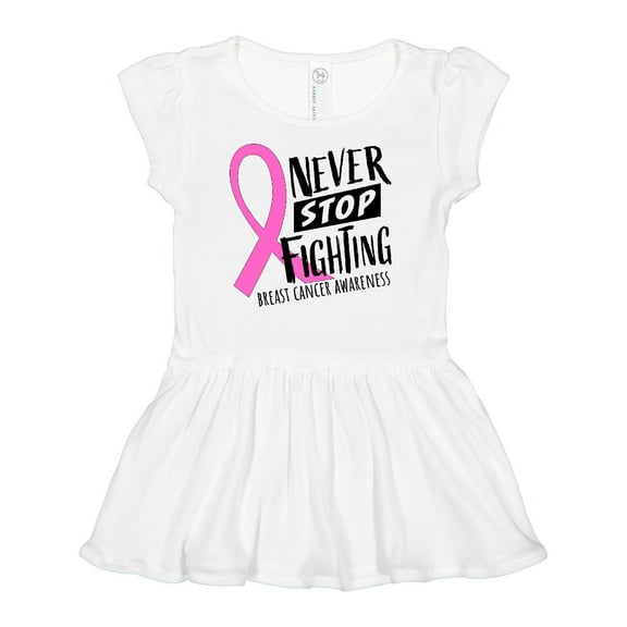 Inktastic Never Stop Fighting Breast Cancer Awareness Girls Baby Dress