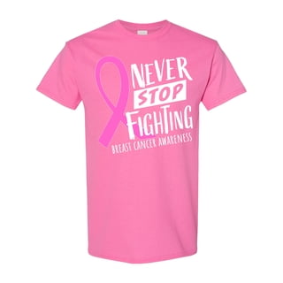 Inktastic Never Stop Fighting Breast Cancer Awareness T-Shirt