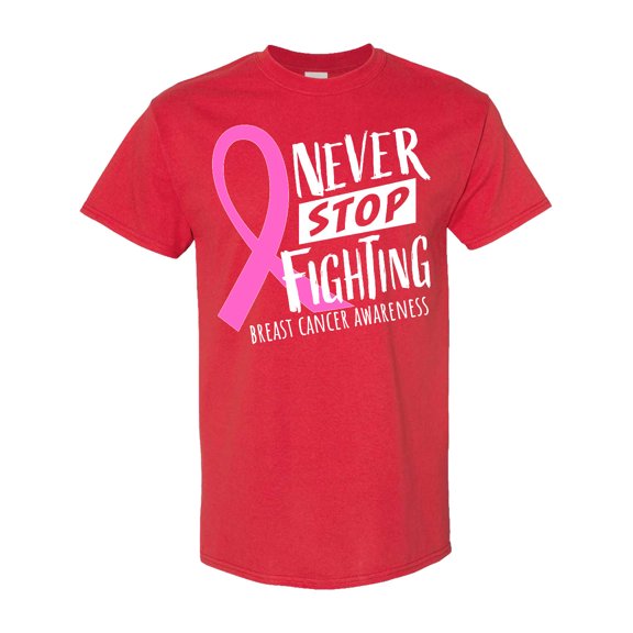 Inktastic Never Stop Fighting Breast Cancer Awareness T-Shirt