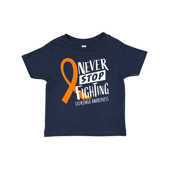 Inktastic Never Stop Fighting Leukemia Awareness Orange Ribbon Boys or Girls Baby T-Shirt